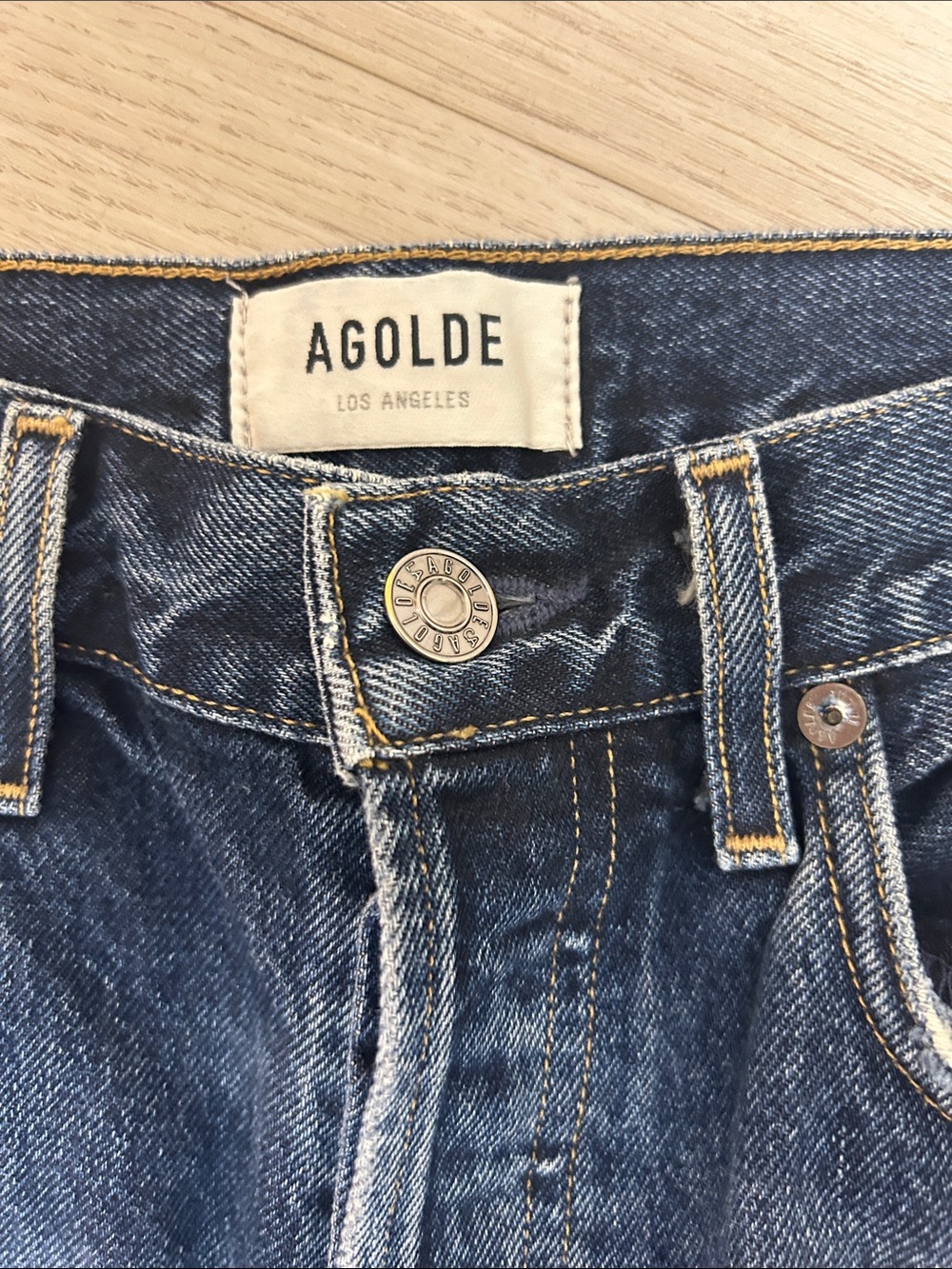 Agolde Straight Leg Dark Wash Jeans - Picture 2 of 7